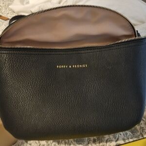 Poppy & Peonies black leather belt bag